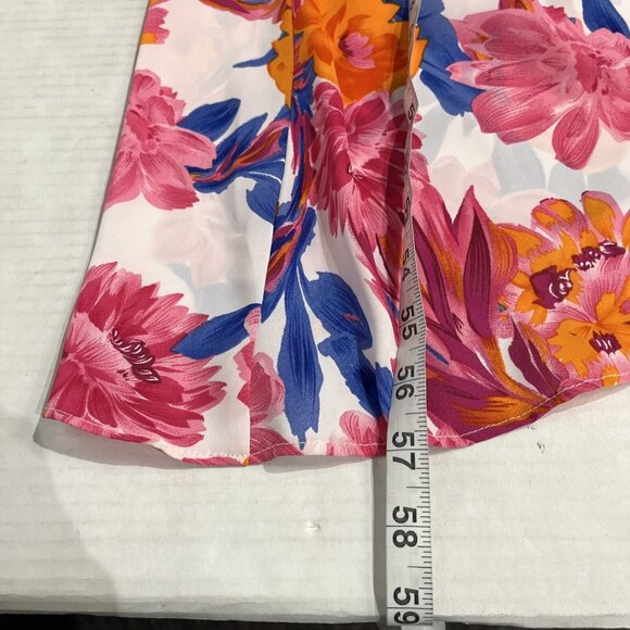 Acoa Dress Womens M Satin Floral Halter‎ Open Back Maxi Asymmetrical Vacation - Picture 5 of 11